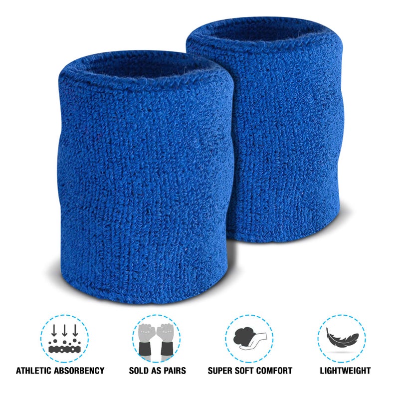 Suddora Arm Sweatbands, Absorbent and Breathable Thick Cotton Bands for Working Out, Gymnastics, Basketball, Tennis, and Football, Multiuse 4-inch Wristbands for Costumes and Cosplay, Blue - Image 3